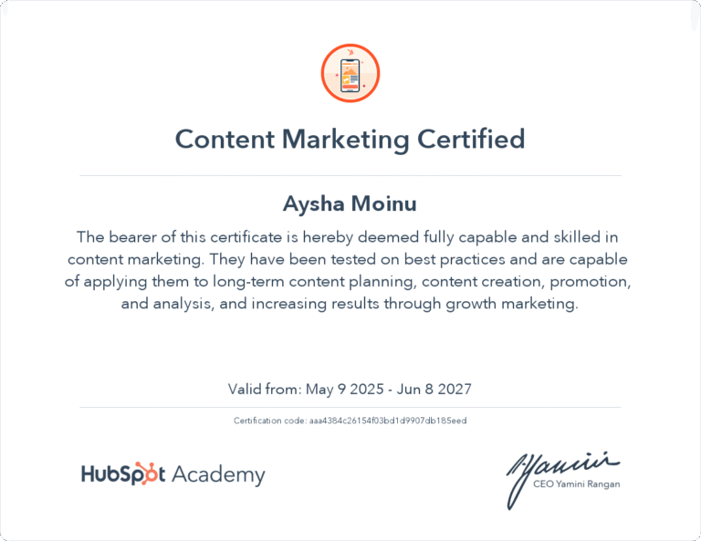ayshatk.hubspot certificate