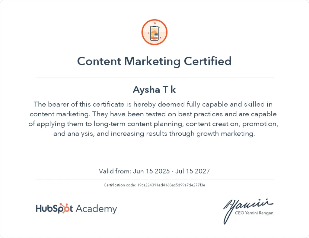 best-digital-marketing-freeelancer-in-dubai-Aysha-TK-content-marketing-certificate