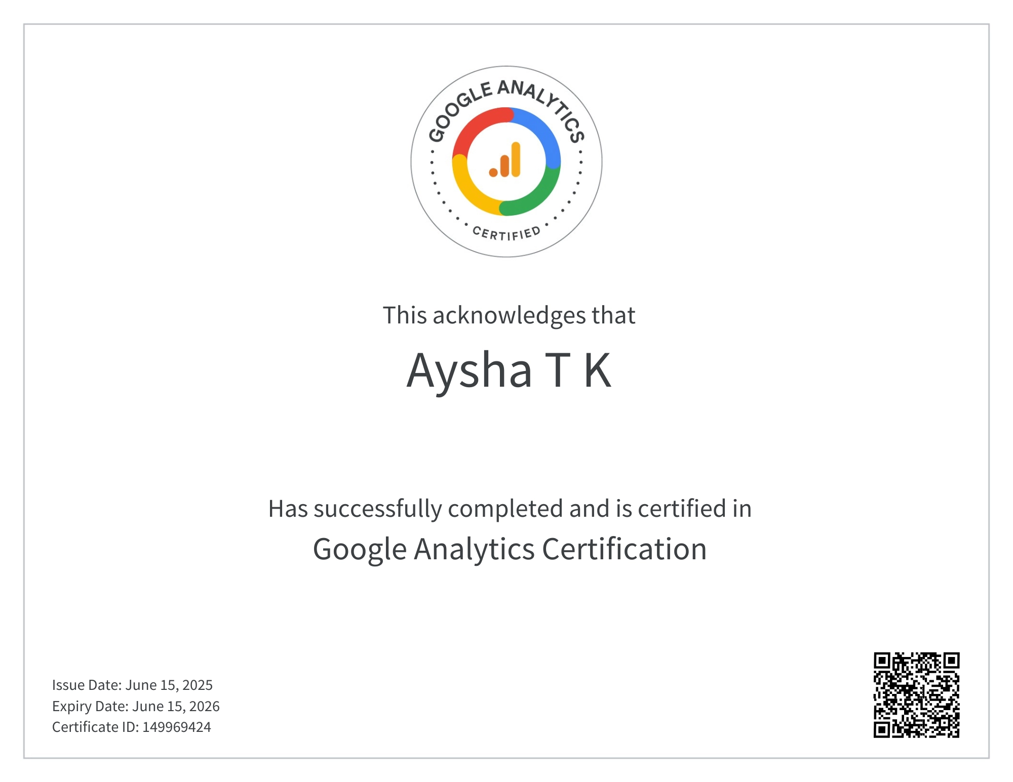 best-digital-marketing-freeelancer-in-dubai-Aysha-TK-google-anaytics-certificate